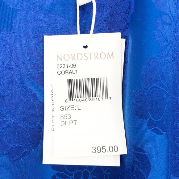 Dyvna Womens Floral Shift Midi Dress Large Cobalt Blue Sleeveless Tie Waist NWT - Picture 10 of 10